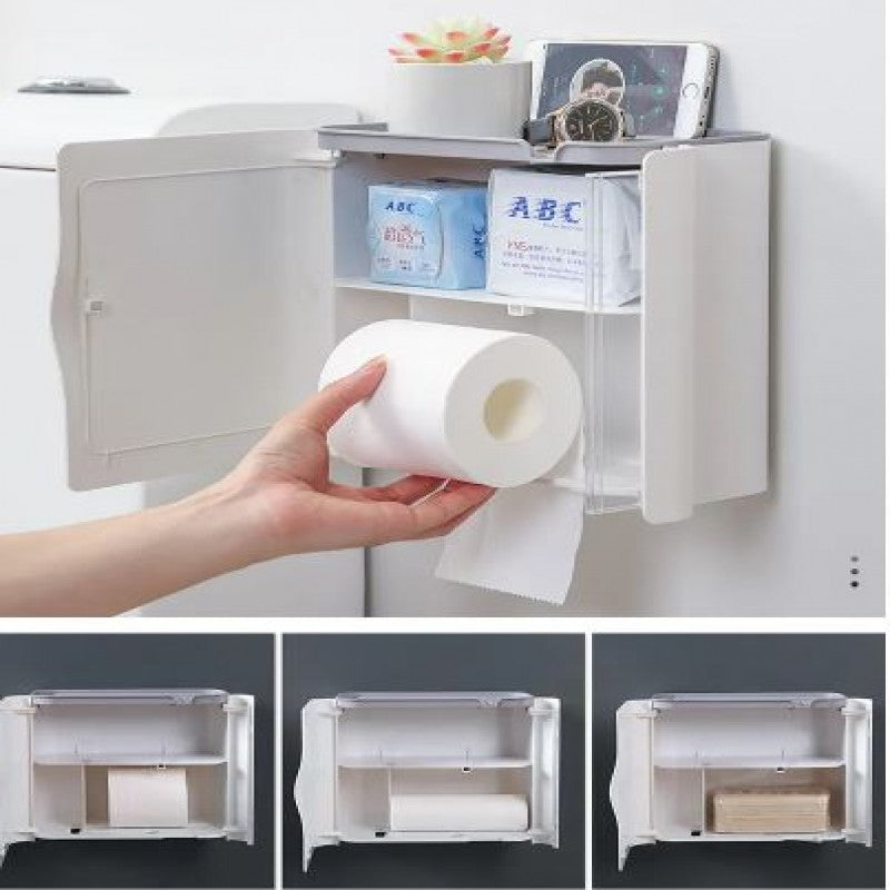 Wall-Mounted Toilet Paper Shelf Tissue Box