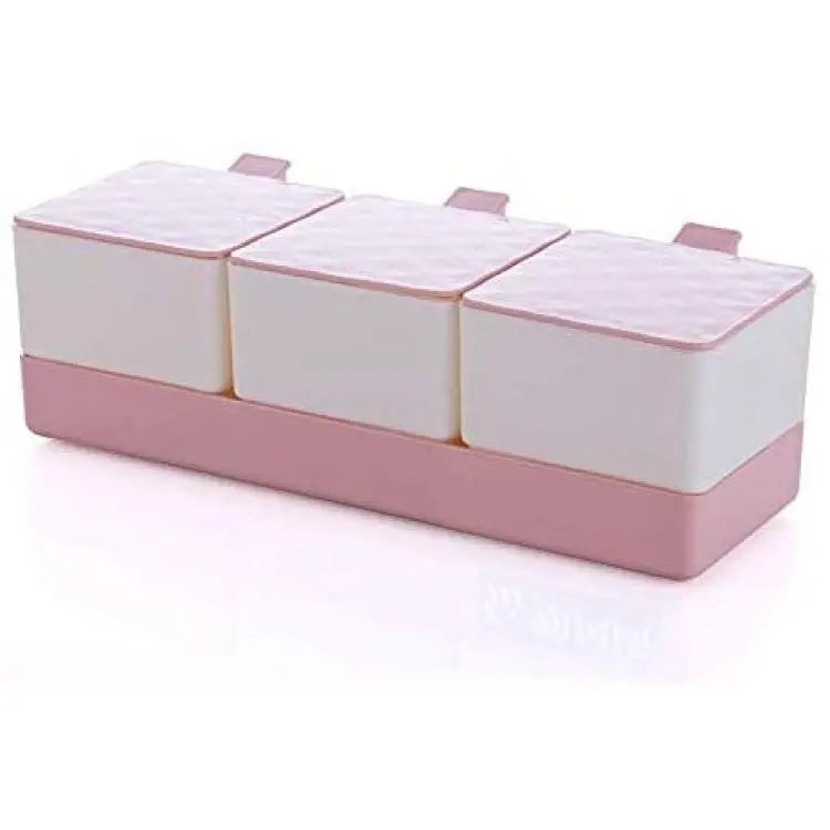 3 Grid Spices Storage Box With Spoon