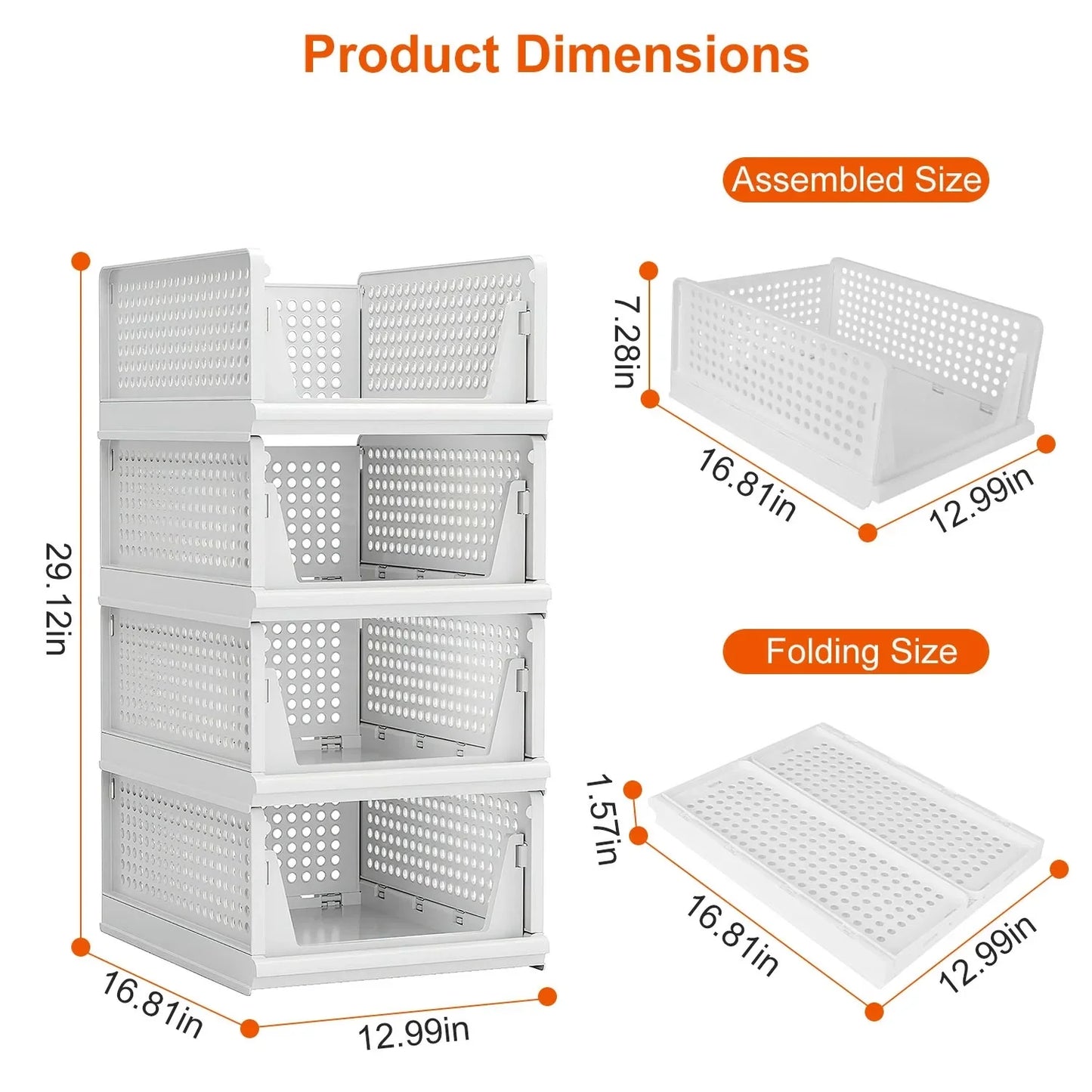 Foldable Storage Bin Stackable Drawer