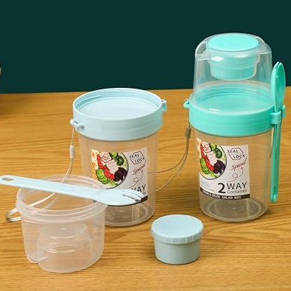 Double Layer Breakfast Fresh-Salad Container