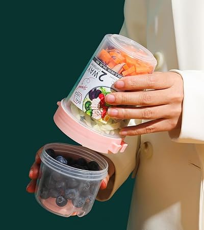 Double Layer Breakfast Fresh-Salad Container