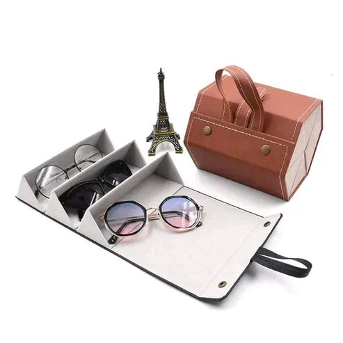 Premium Leather Foldable Sun Glasses Organizer