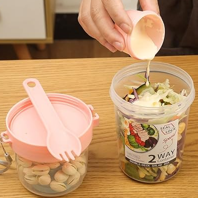 Double Layer Breakfast Fresh-Salad Container