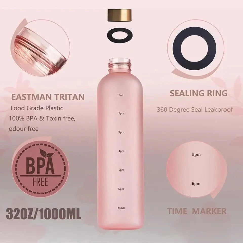 Motivational Time Maker 1L Water Bottle (Random Colors)