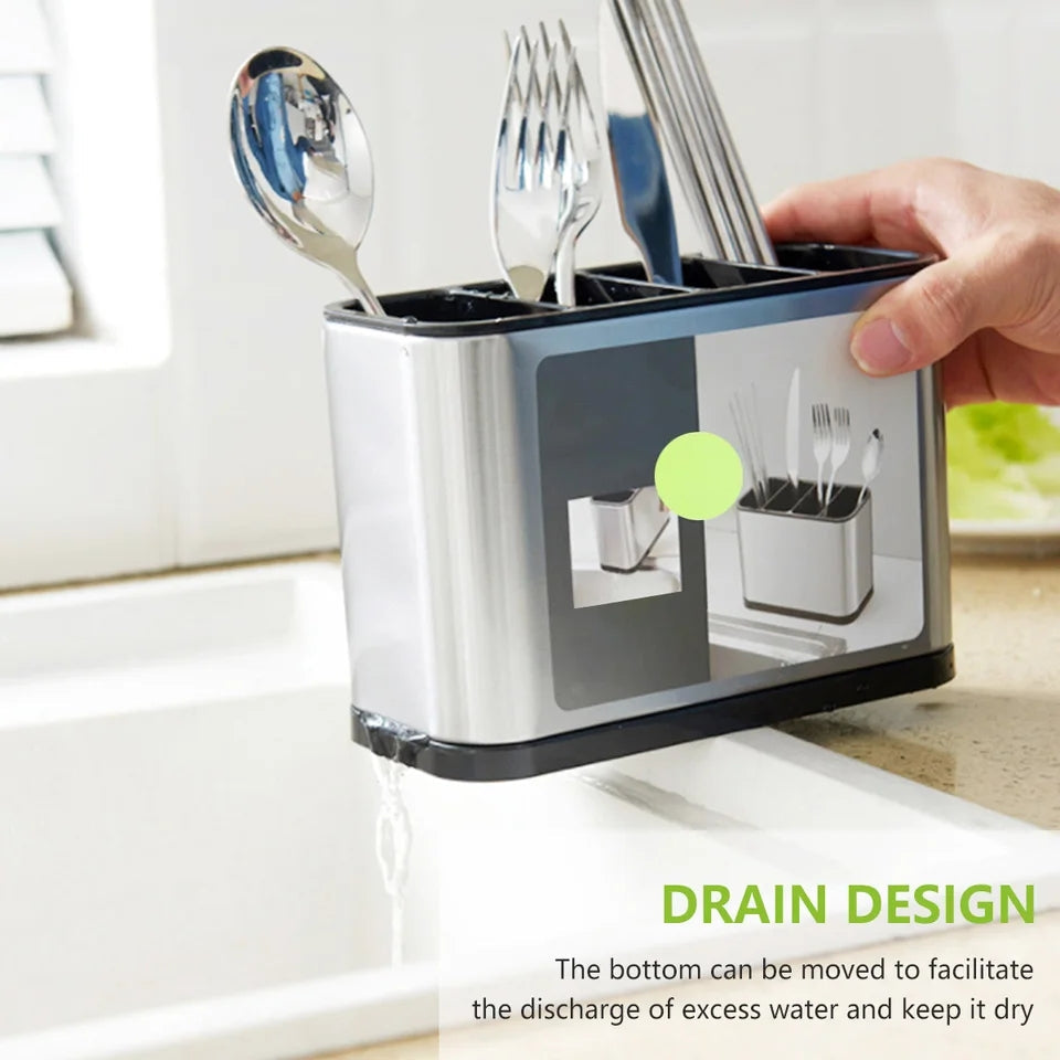 High Quality Silver Surface Cutlery Utensil Drainer