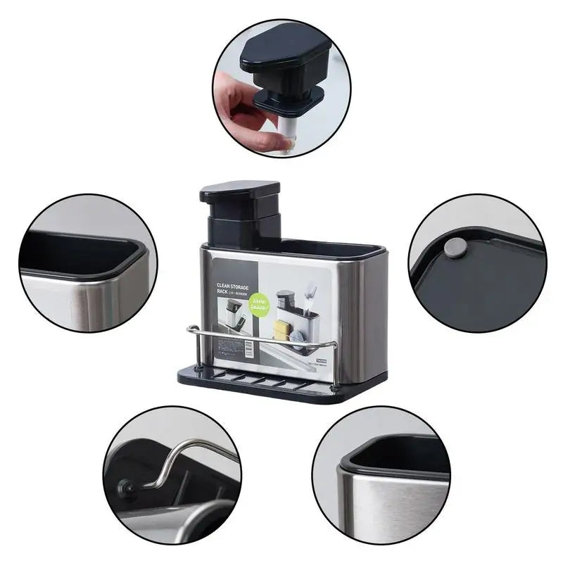 Metal Sink Tidy With Soap Dispenser