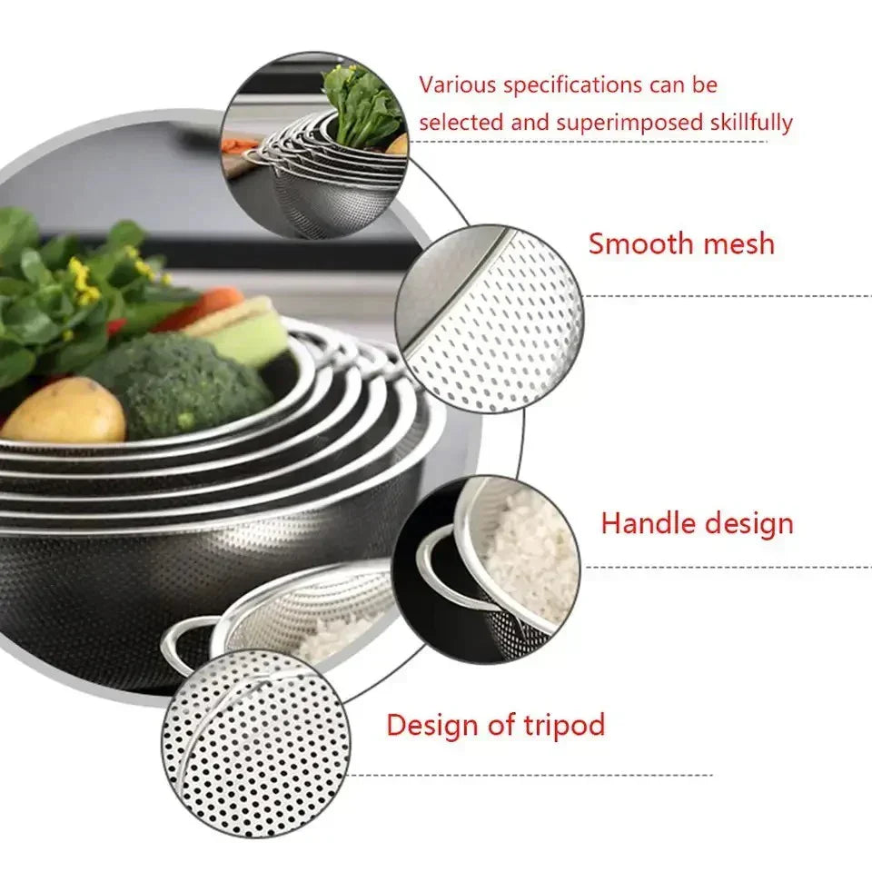 Set Of 6 Stainless Steel Colander Set