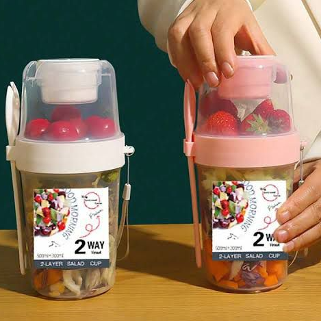 Double Layer Breakfast Fresh-Salad Container