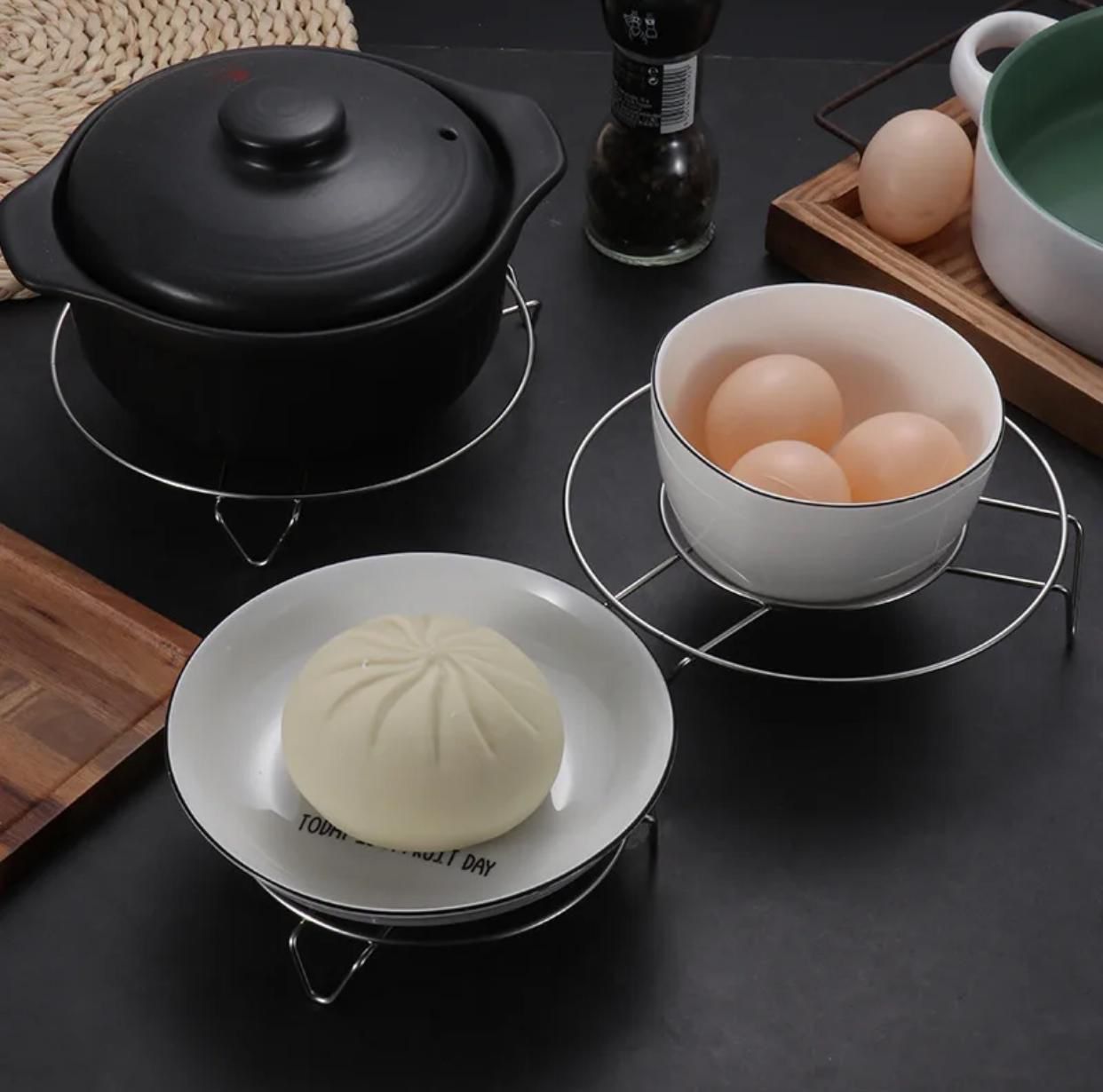 Stainless Steel Round Pot Steamer Rack Durable Dumplings Steaming Tray Tableware Stand for Eggs Kitchen Cooking Accessories