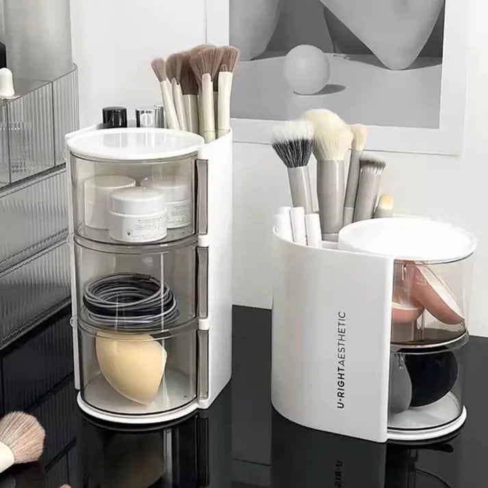Round Rotatable Vanity Storage Makeup Organizer