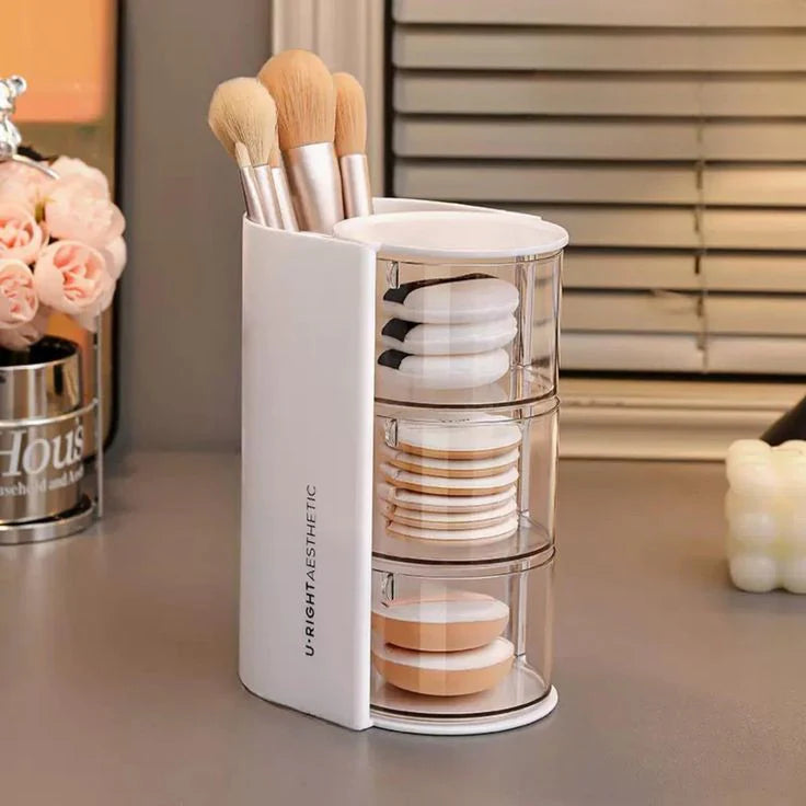 Round Rotatable Vanity Storage Makeup Organizer