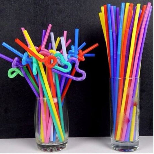 Disposable Plastic Color Straw (100 Pcs)