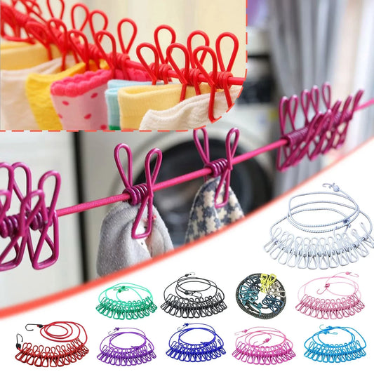 Portable Clothesline With 12 Clip