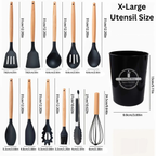 12pcs Non-Stick Silicone Kitchen Utensil Set with Wooden Handles