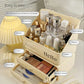 Stylish Cosmetic Organizer with Dual Shelves and Brush Holder